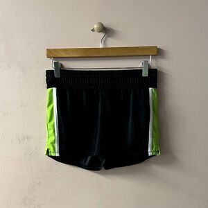 Vintage Y2K Xersion Black & Green Stripe Athletic Shorts GUC Size S